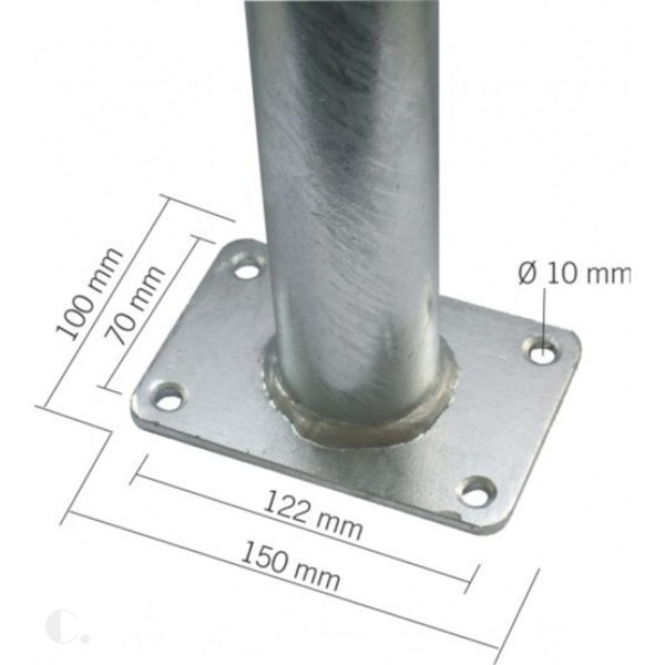 Absperrpfosten 70 x 70 mm, ortsfest, gelb-schwarz | Bodenplatte