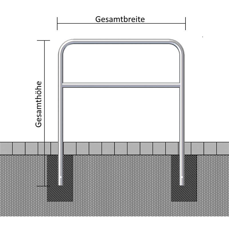 Stahlrundrohrbügel Ø 48 mm mit Querholm zum Einbetonieren