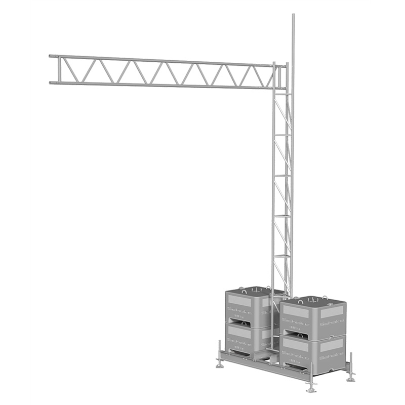 Aufstellvorrichtungen für Gittermast mit Kragarm