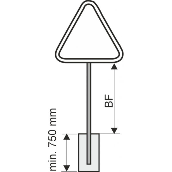 Rohrrahmen E02 für dreieckige Verkehrszeichen | Skizze