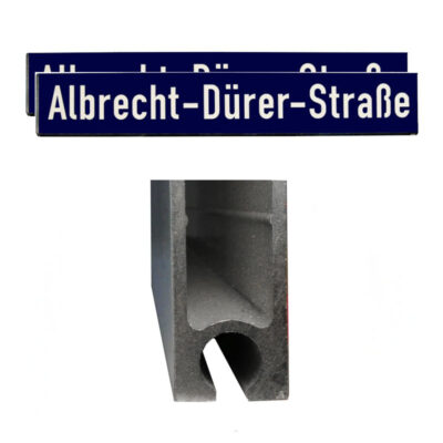 Straßennamenschild Blau | Profil Rund, doppelseitig