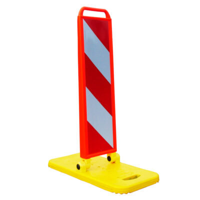 Klappbake BASt-geprüft nach TL-Leitbaken, Schraffenfolie RA2, gelber Fuß