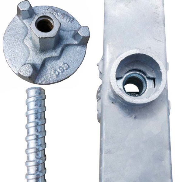 Stapelpalette für 30 Fußplatten mit Sicherungsanker | Sicherungsanker Einzeilteile
