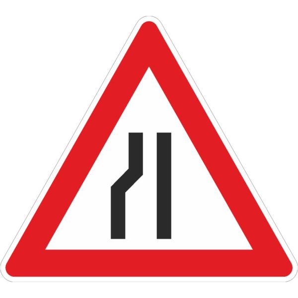 Verkehrszeichen 121-20 Einseitig verengte Fahrbahn, Verengung links | gemäß StVO