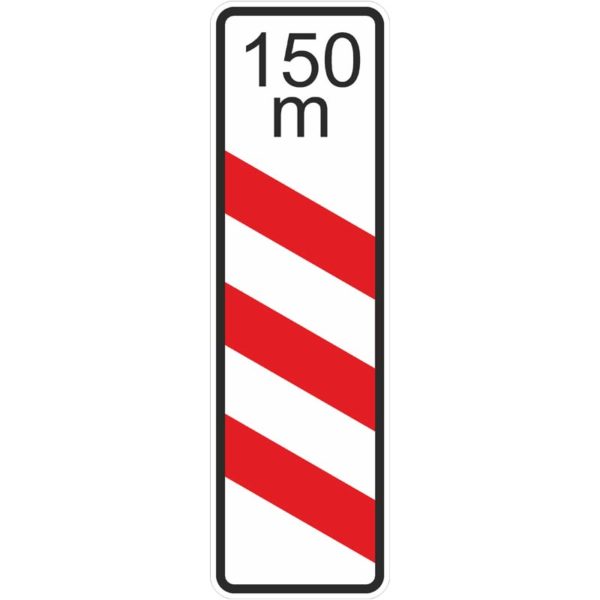 Verkehrszeichen 157-21 dreistreifige Bake mit Entfernungsangabe, Aufstellung links | gemäß StVO