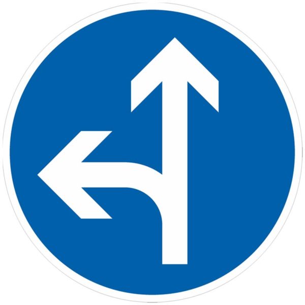 Verkehrszeichen 214-10 Vorgeschriebene Fahrtrichtung geradeaus oder links | gemäß StVO