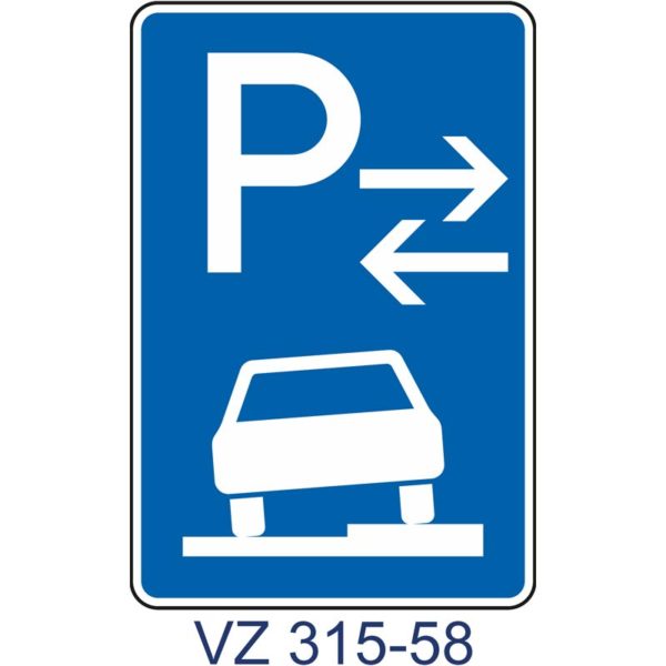 Verkehrszeichen 315-58 Parken auf Gehwegen halb in Fahrtrichtung rechts, Mitte