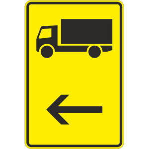 Verkehrszeichen 422-10 Wegweiser für Kfz mit einer zul. Gesamtmasse über 3,5 t, hier links | gemäß StVO