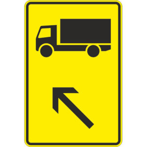 Verkehrszeichen 422-11 Wegweiser für Kfz mit einer zul. Gesamtmasse über 3,5 t, links einordnen
