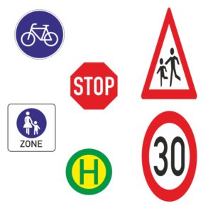 Farbige Verkehrszeichen