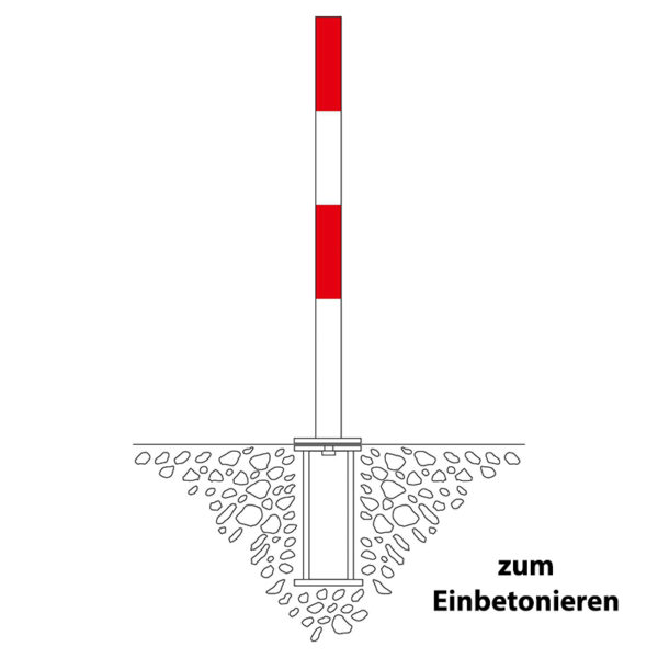 Absperrpfosten PARAT B 70 x 70 mm, herausnehmbar | Skizze zum Einbetonieren