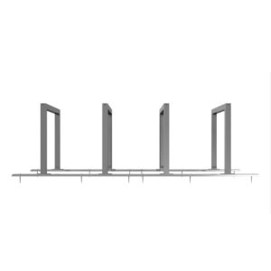 Fahrradständer als Reihenanlage - Anlehnbügel aus Vierkant-Stahlrohr 1400 mm / 4 Stellplätze
