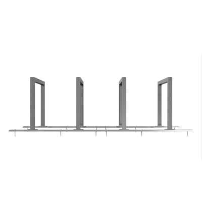 Fahrradständer als Reihenanlage - Anlehnbügel aus Vierkant-Stahlrohr 1400 mm / 4 Stellplätze