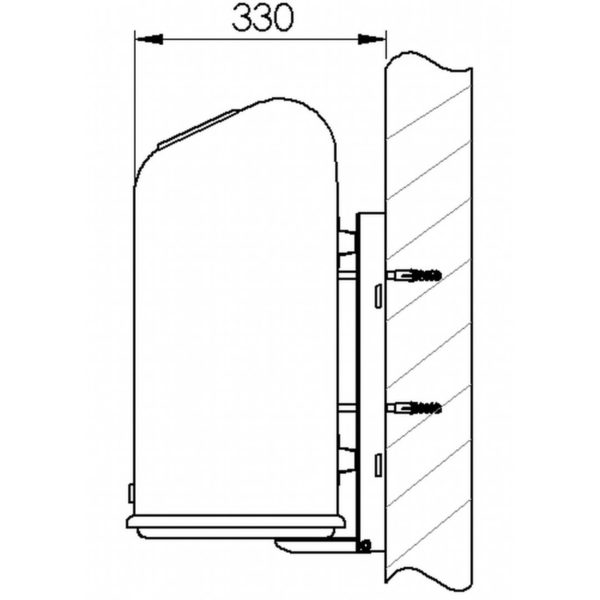 Ovaler Abfallbehälter - Typ 7034 und 7035 | Skizze Wandbefestigung