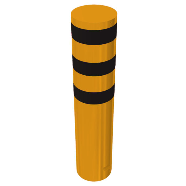 Stahlrohrpoller Ø 323 mm, ortsfest, gelb-schwarz | Schrägansicht