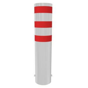 Stahlrohrpoller Ø 323 mm, ortsfest, rot-weiß