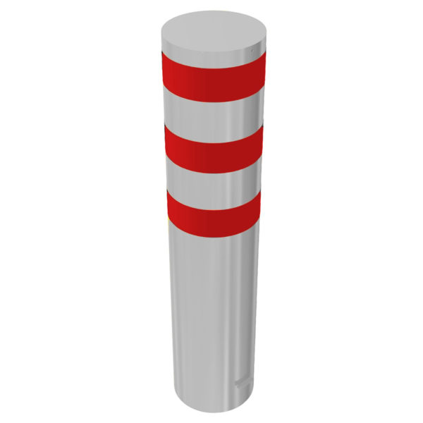 Stahlrohrpoller Ø 323 mm, ortsfest, rot-weiß | Schrägansicht