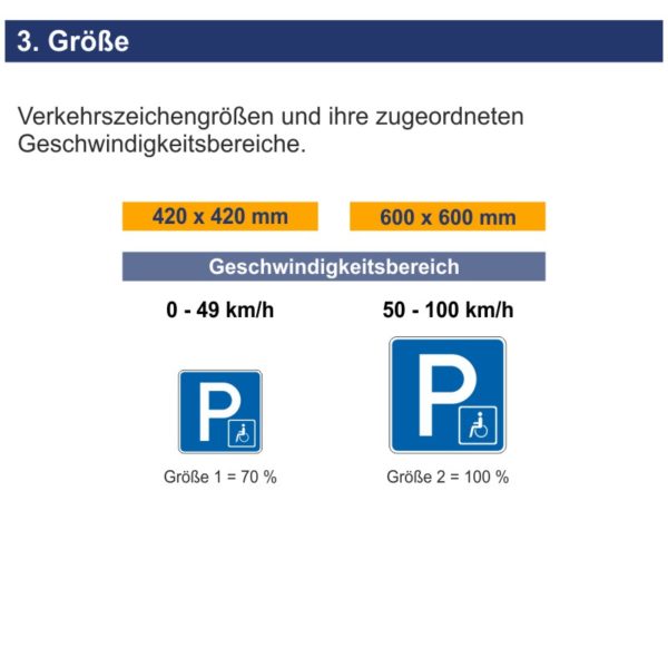 Parkplatzhinweisschild P5 Schwerbehinderte | Größen