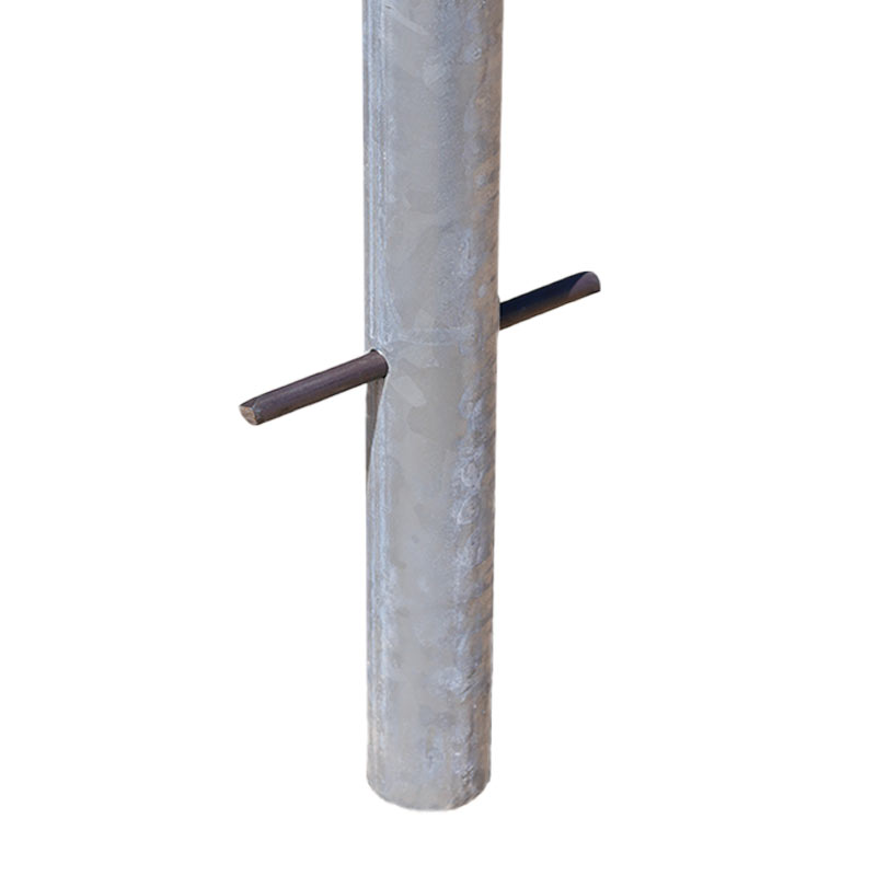 Rohrpfosten aus Stahl Ø 60 mm, Wandstärke 2,0 mm | mit Bohrung und Erdanker im Standfuß