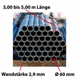 Rohrpfosten aus Stahl Ø 60 mm, Wandstärke 2,9 mm