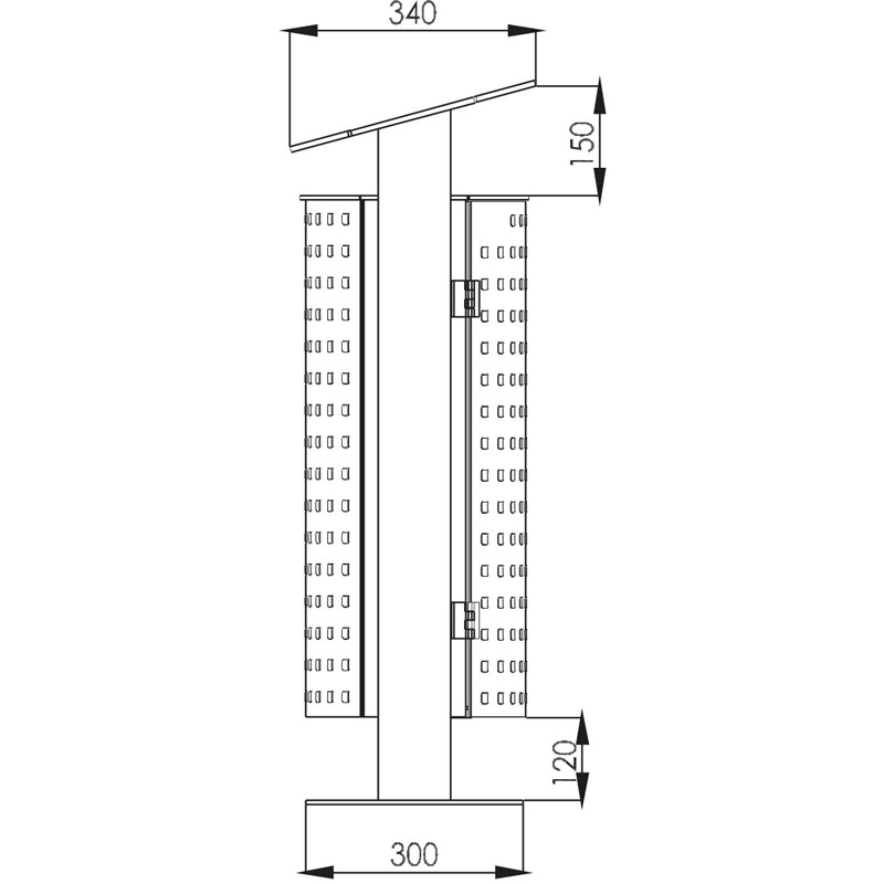 Standabfallbehälter Typ 7092 in RAL 7021 Schwarz-Grau | zum Aufdübeln, Skizze Seite