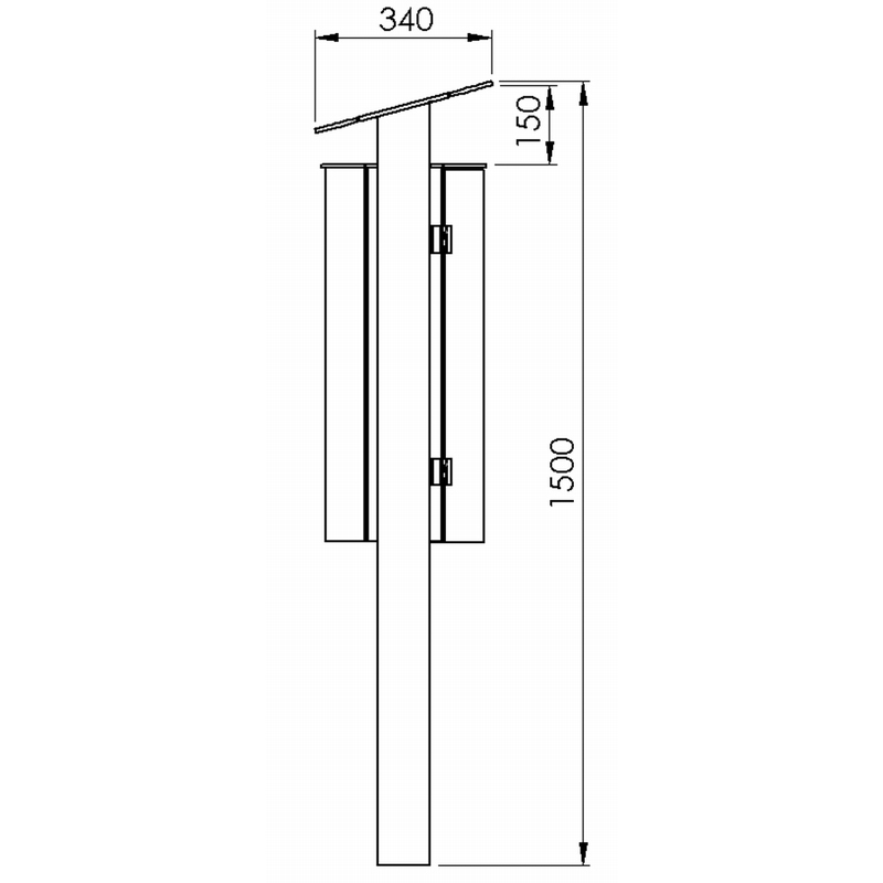 Standabfallbehälter Typ 7092 in RAL 7021 Schwarz-Grau | zum Einbetonieren, Skizze Seite