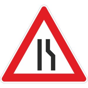 Verkehrszeichen 121-10 Einseitig verengte Fahrbahn, Verengung rechts | gemäß StVO