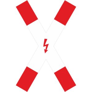 Verkehrszeichen 201-51 Andreaskreuz, stehend mit Blitzpfeil | gemäß StVO