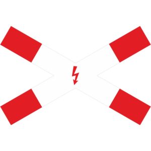 Verkehrszeichen 201-53 Andreaskreuz, liegend mit Blitzpfeil | gemäß StVO