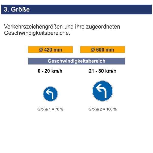 Verkehrszeichen 209-10 Vorgeschriebene Fahrtrichtung links | Größen