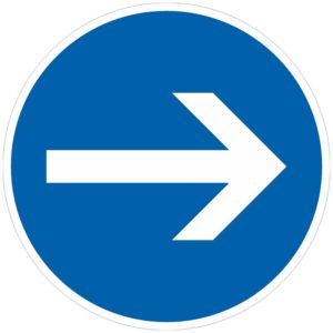 Verkehrszeichen 211 Vorgeschriebene Fahrtrichtung hier rechts | gemäß StVO