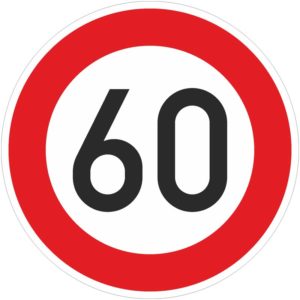 Verkehrszeichen 274-60 Zulässige Höchstgeschwindigkeit 60 km/h | gemäß StVO