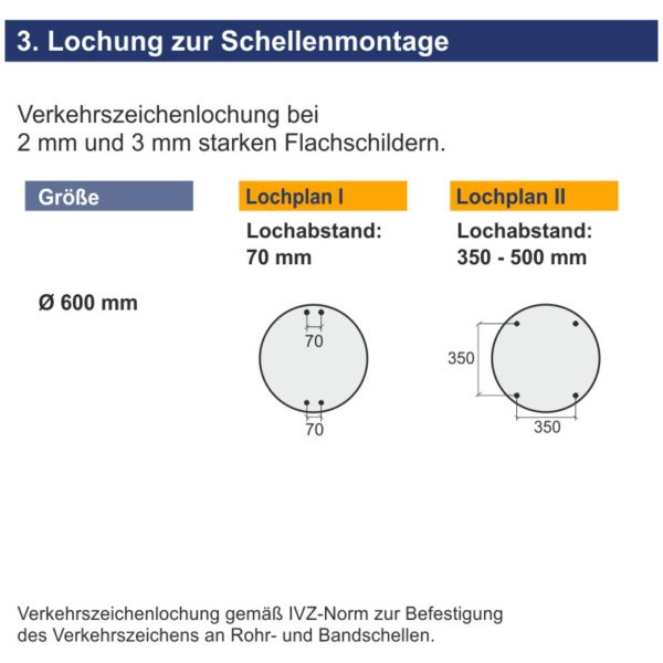 Verkehrszeichen 275 Vorgeschriebene Mindestgeschwindigkeit | Lochung zur Schellenmontage