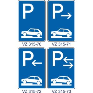 Verkehrszeichen 315-70 – 315-73 Parken auf Gehwegen halb quer zur Fahrtrichtung links | 
gemäß StVO