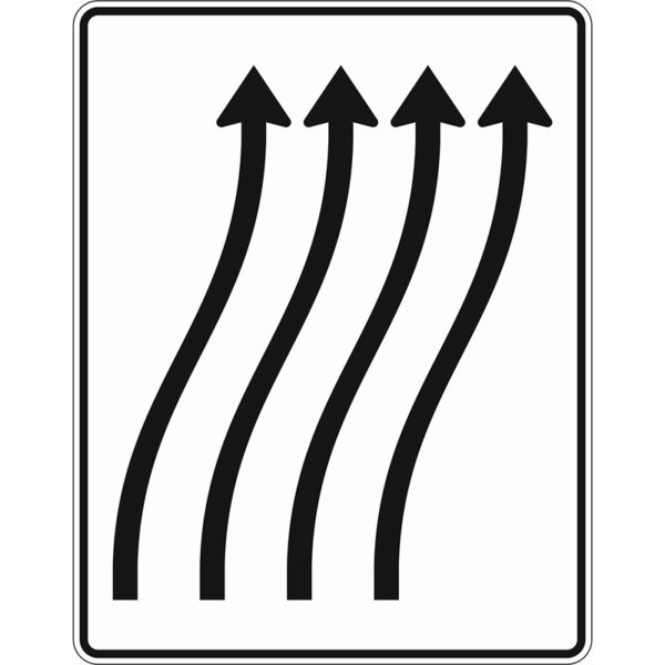 Verkehrszeichen 511-23 Verschwenkungstafel ohne Gegenverkehr, 4-streifig nach rechts | gemäß StVO