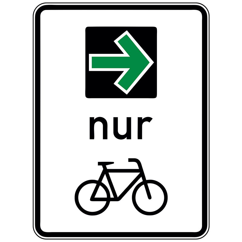 Verkehrszeichen 721 Grünpfeilschild mit Beschränkung auf den Radverkehr | 
gemäß StVO