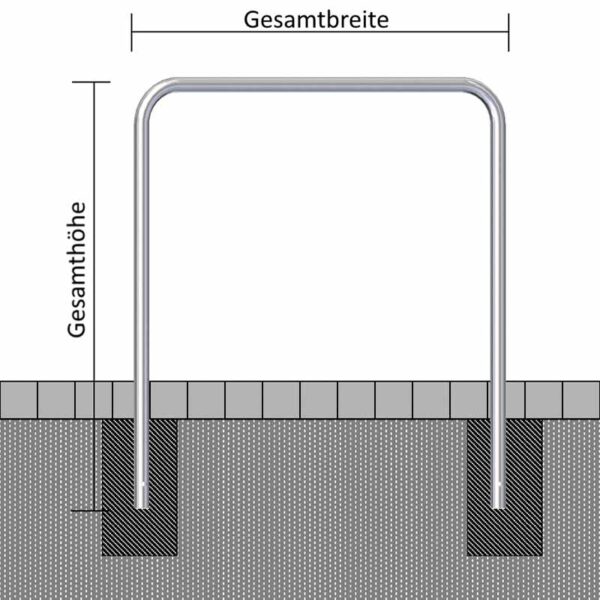Absperrbügel aus verzinktem Stahl Ø 48 mm zum Einbetonieren, 1400 mm Höhe |  feuerverzinkt