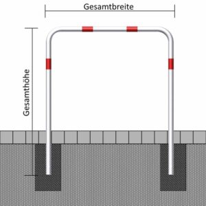 Absperrbügel aus verzinktem Stahl Ø 48 mm zum Einbetonieren, 1400 mm Höhe | Weiß-Rot