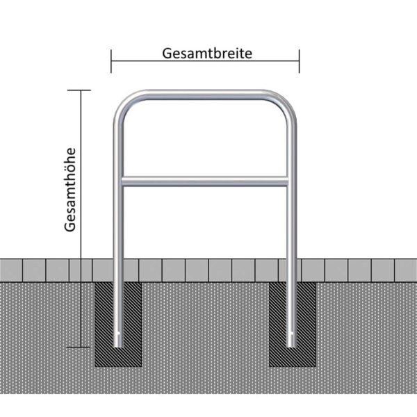 Abweisbügel Ø 60 mm zum Einbetonieren, 1400 mm Höhe | feuerverzinkt mit Querholm