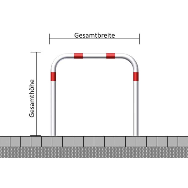 Abweisbügel aus verzinktem Stahl Ø 60 mm zum Aufdübeln | Weiß-Rot