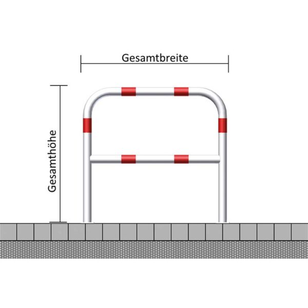 Abweisbügel aus verzinktem Stahl Ø 60 mm zum Aufdübeln | Weiß-Rot mit Querholm