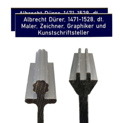 Legendenschild für Straßennamen Blau RA1/Weiß | Zweiseitig, Profil Eckig / Rund