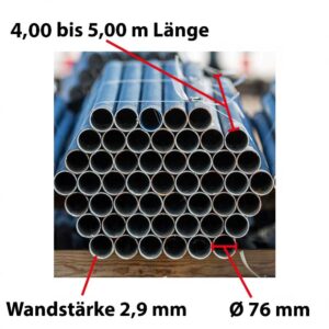 Rohrpfosten aus Stahl Ø 76 mm, Wandstärke 2,9 mm