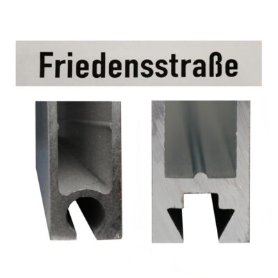 Straßennamenschild Weiß, einseitig | Profil Rund oder Eckig