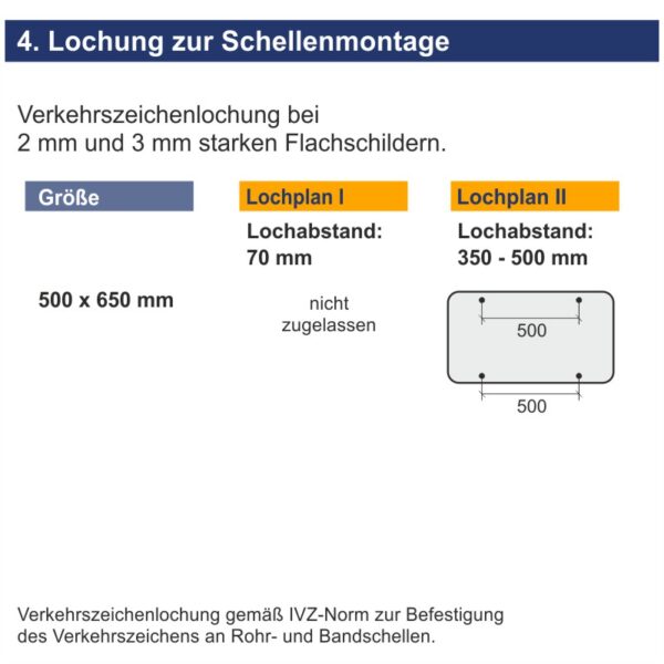 Hinweisschild Vorsicht Dacharbeiten | Lochung zur Schellenmontage