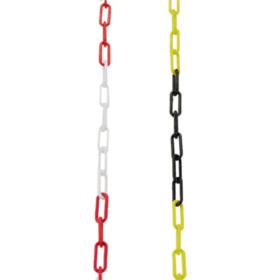 Absperrkette aus Kunststoff 6 mm, 25 m Länge | in Rot-Weiß oder Gelb-Schwarz