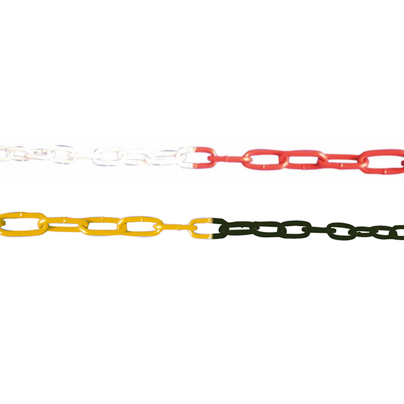 Absperrkette aus Stahl 7 mm, ungeschweißt, 10 m Länge | Rot-Weiß und Gelb-Schwarz