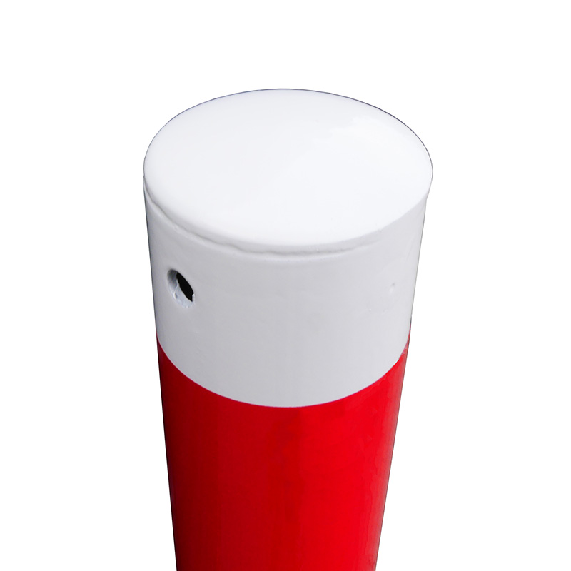 Absperrpfosten Ø 60 mm, herausnehmbar, rot-weiß | aufgeschweißte Kappe