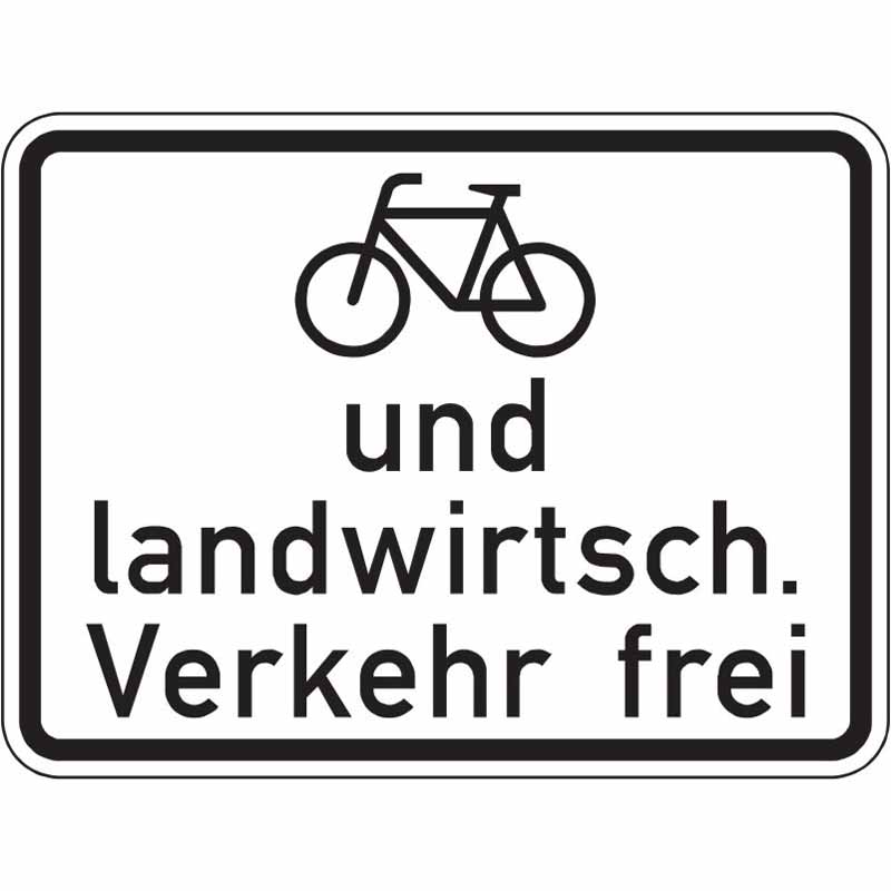 Hinweisschild Radfahrer, Anlieger und landwirtschsftlicher Verkehr frei