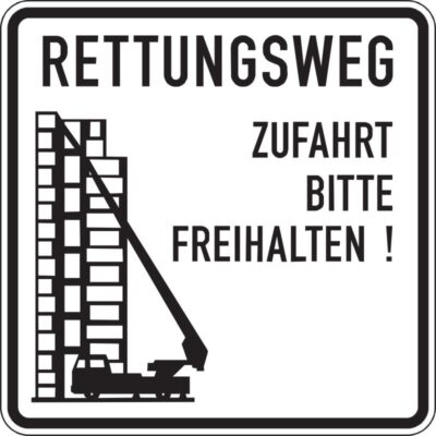 Hinweisschild RETTUNGSWEG Zufahrt bitte freihalten!